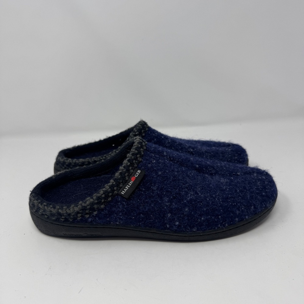 Haflinger Grizzly Clog Slippers Navy Blue Boiled Wool Women 39 EU 8 US